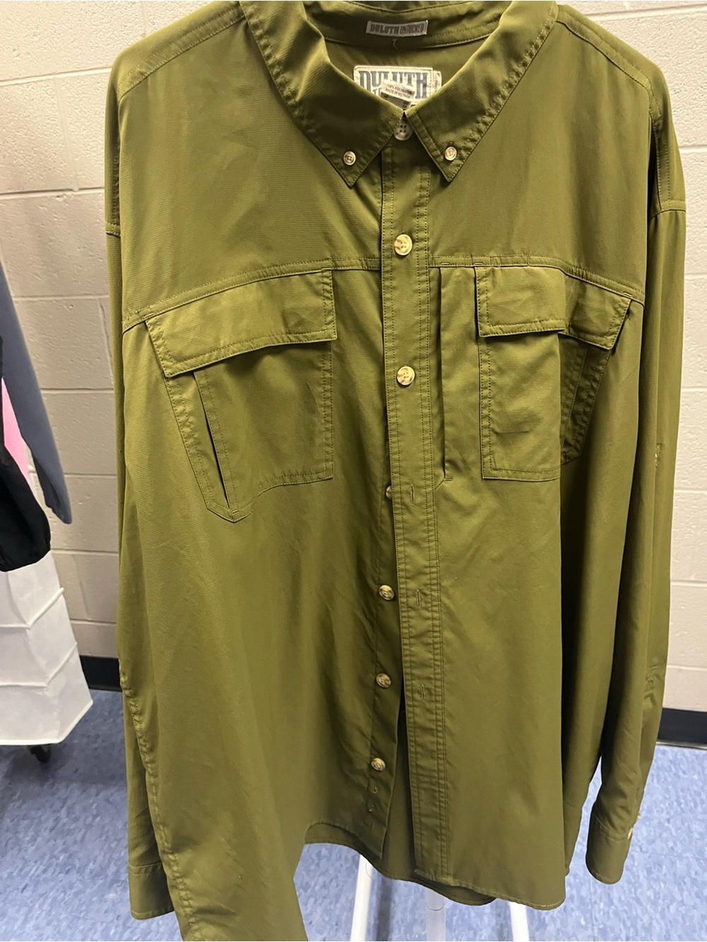 Duluth Trading Company Olive Green Men's Button-Up Shirt Jacket